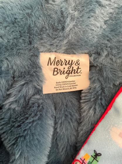Merry & Bright Christmas Pet Camper Fur Lined Robe -Small