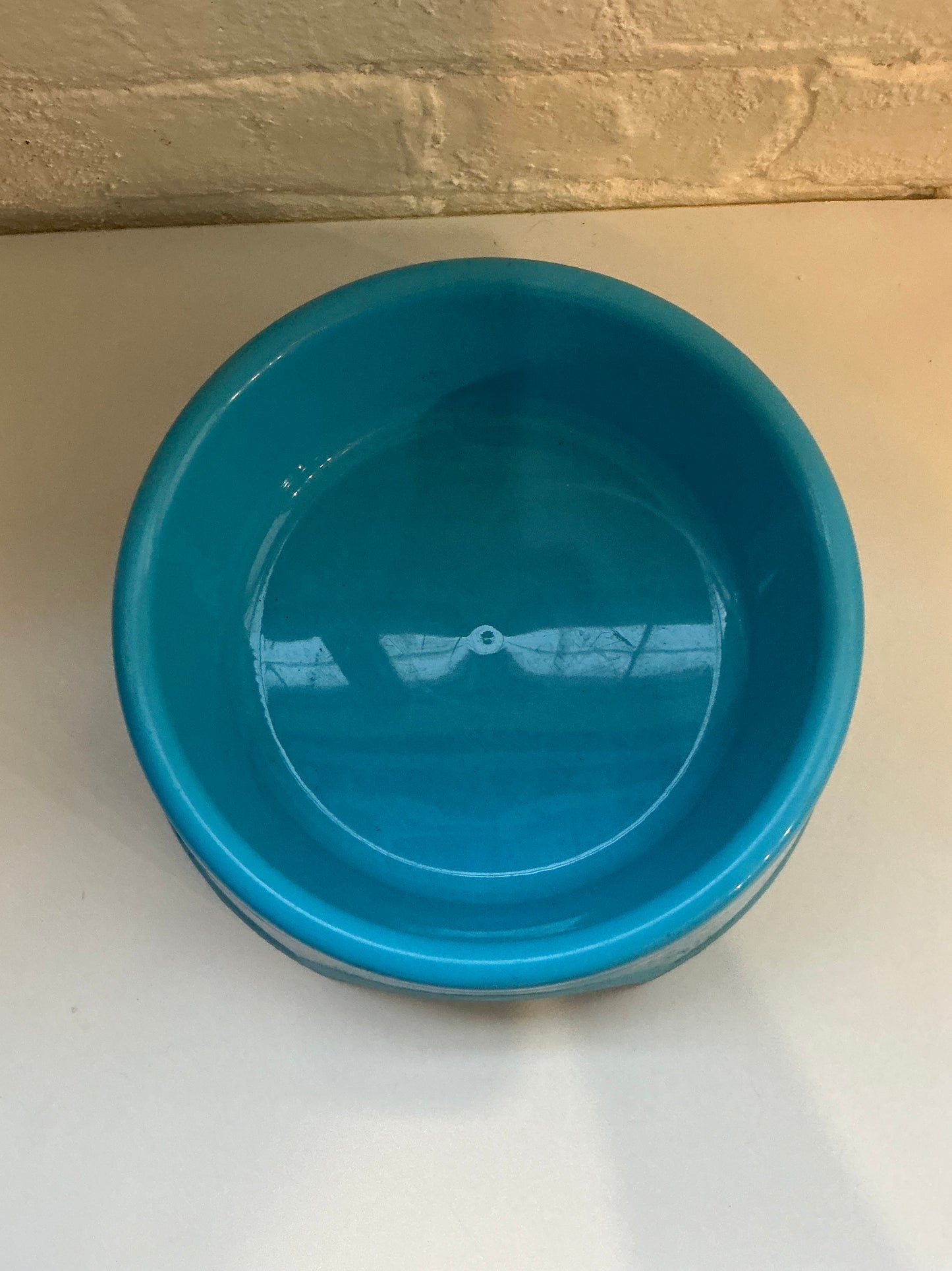Blue w/ White Paw Prints Plastic Food/Water Bowl 2qt