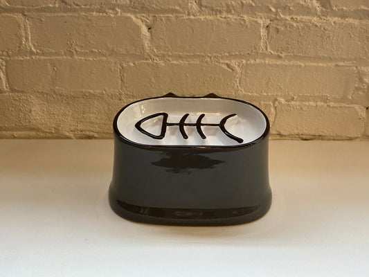 Y YHY Ceramic Slow Feeder Elevated Cat bowl Fish Bone