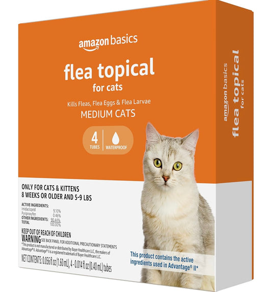 Amazon Basics Topical Flea Treatment for Medium Cats (5-9 Pounds)