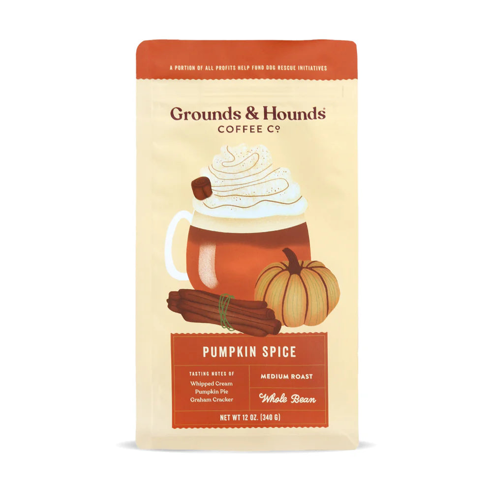 Grounds & Hounds Co. Pumpkin Spice Coffee Grounds 12 oz -Seasonal Flavor