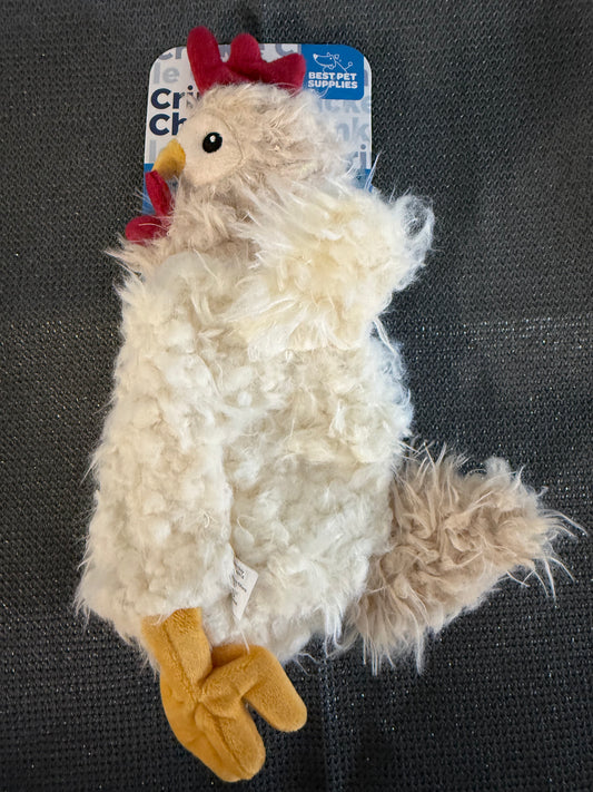 Best Pet Supplies Chicken Crinkle Plush Dog Toys for Interactive Play, Puppy and Senior Indoor Play, Colorful Chicken Toy Shape, Cute and Cuddly - Crinkle Chicken (Beige)