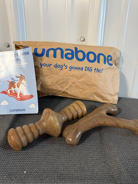 Luma Bone 2 Pack Medium Real Bacon Durable Dog Chew Toys for Aggressive Chewers