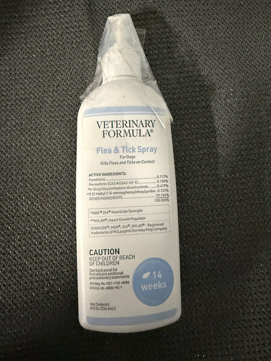 Veterinary Formula Flea and Tick Spray for Dogs, 8 oz – Easy-to-Use Dog Flea Spray, Kills on Contact, Prevents Egg & Larval Development for 14 weeks