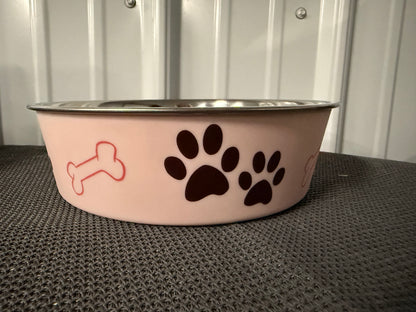 Loving Pets Bella Non-Skid Stainless Steel Dog & Cat Bowl, Paparazzi Pink, 3.25-cup
