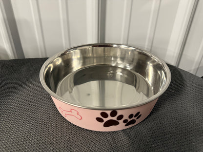 Loving Pets Bella Non-Skid Stainless Steel Dog & Cat Bowl, Paparazzi Pink, 3.25-cup