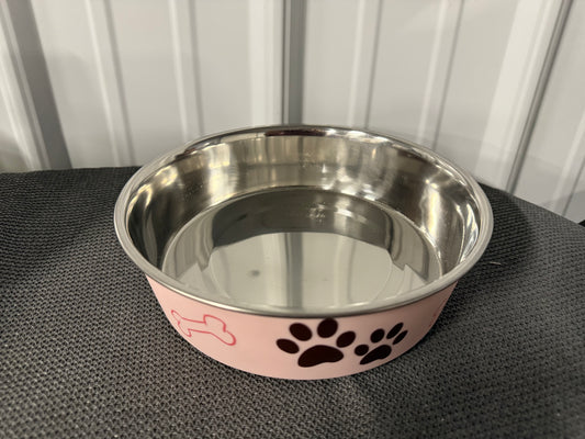 Loving Pets Bella Non-Skid Stainless Steel Dog & Cat Bowl, Paparazzi Pink, 3.25-cup