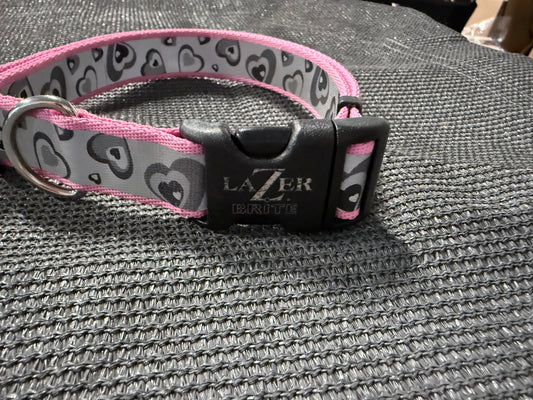 LaZer Brite Pink Reflective Flower Dog Collar-Lg