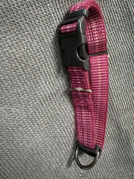 Pink Reflective Woven Dog Collar- LG
