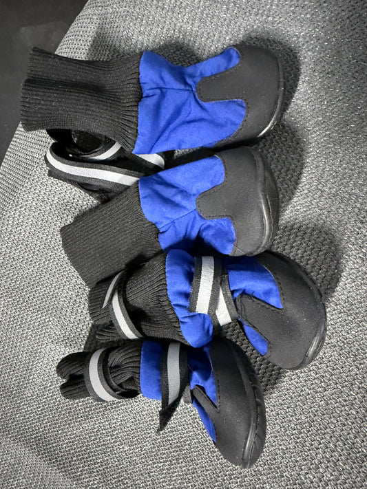 Black & Blue Dog Booties with Rubber Soles MD – Set of 4