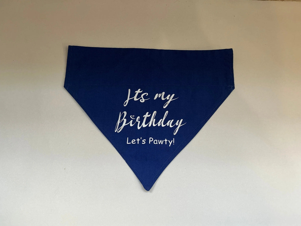 “It’s my Birthday, Let’s Pawty” Blue Collar Bandana Indiana Pet Supply