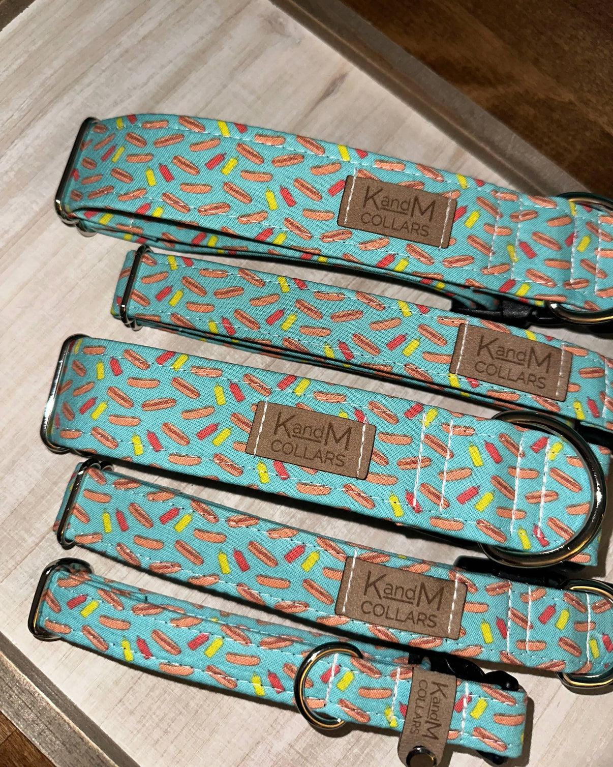 Mini Hot dogs Dog Collar K and M Collars, LLC