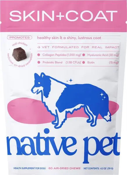 Native Pet Skin + Coat 60 Chews Indiana Pet Supply