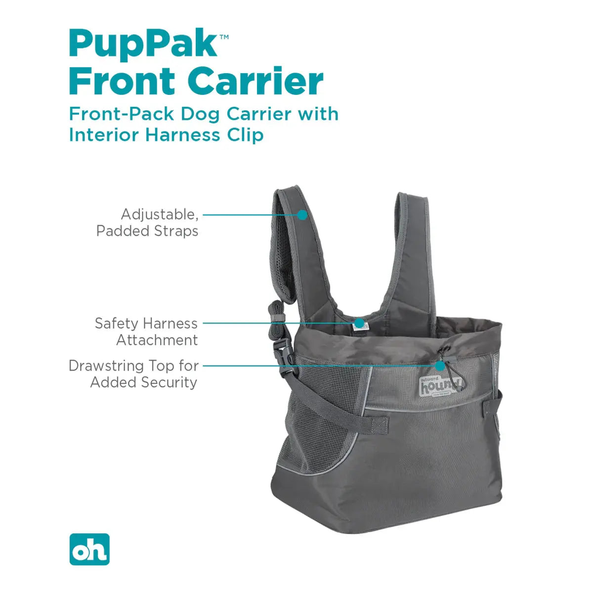 Outward Hound PupPak Dog Front Carrier Grey Indiana Pet Supply