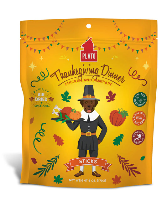 Plato Thanksgiving Dinner Chicken & Pumpkin Sticks Dog Treat