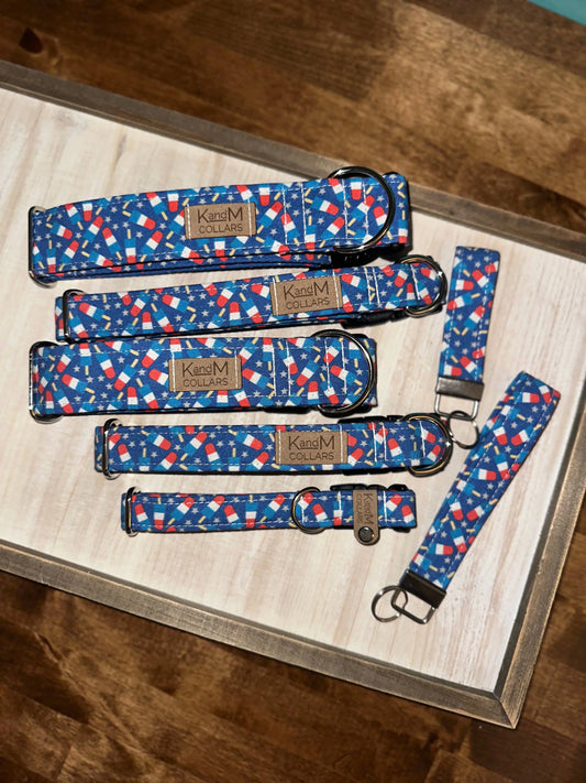 Patriotic Popsicles Dog Collar, Pet Accessory, Summer, USA K and M Collars, LLC