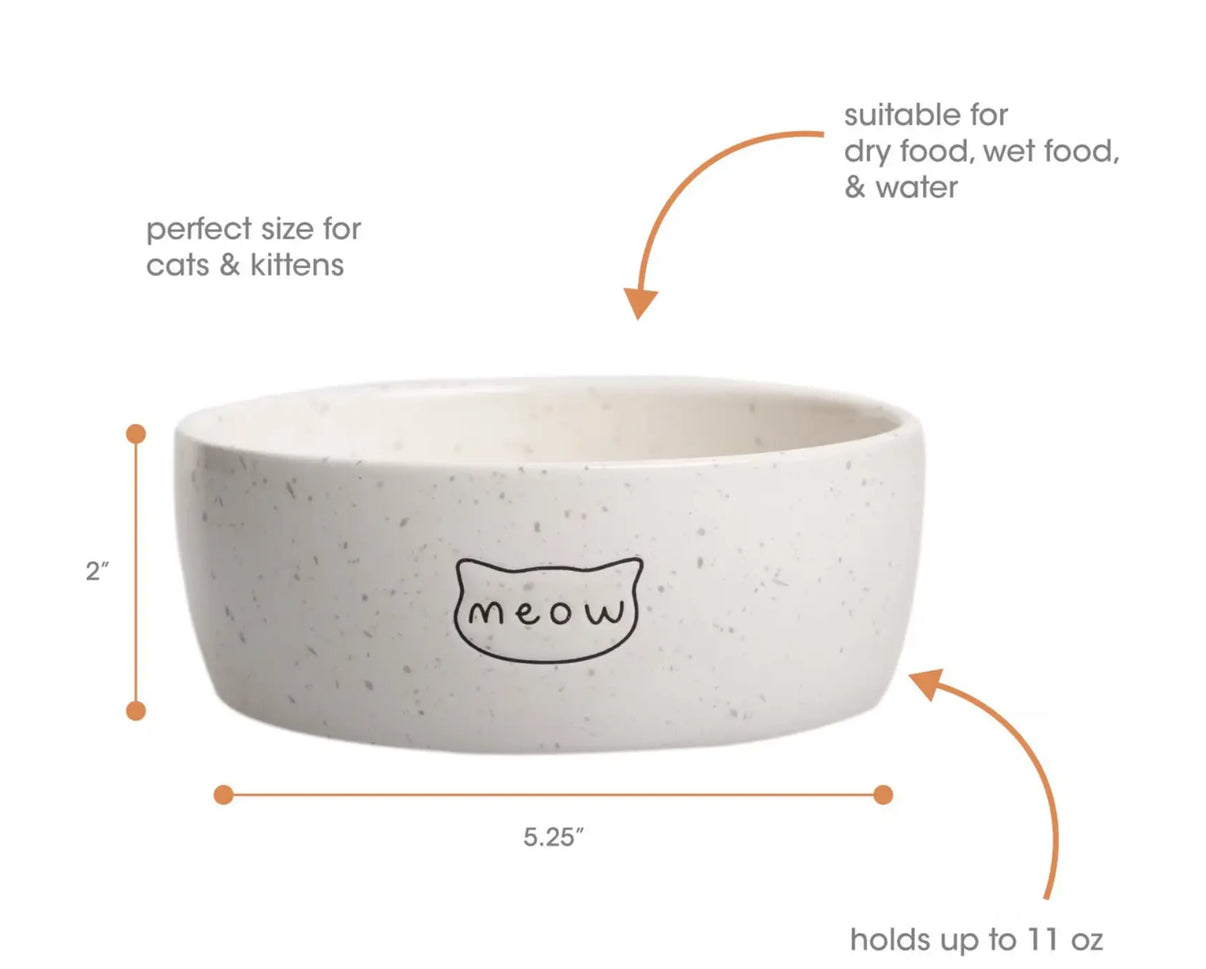 Pearhead Meow Ceramic Cat Bowl, Small Indiana Pet Supply