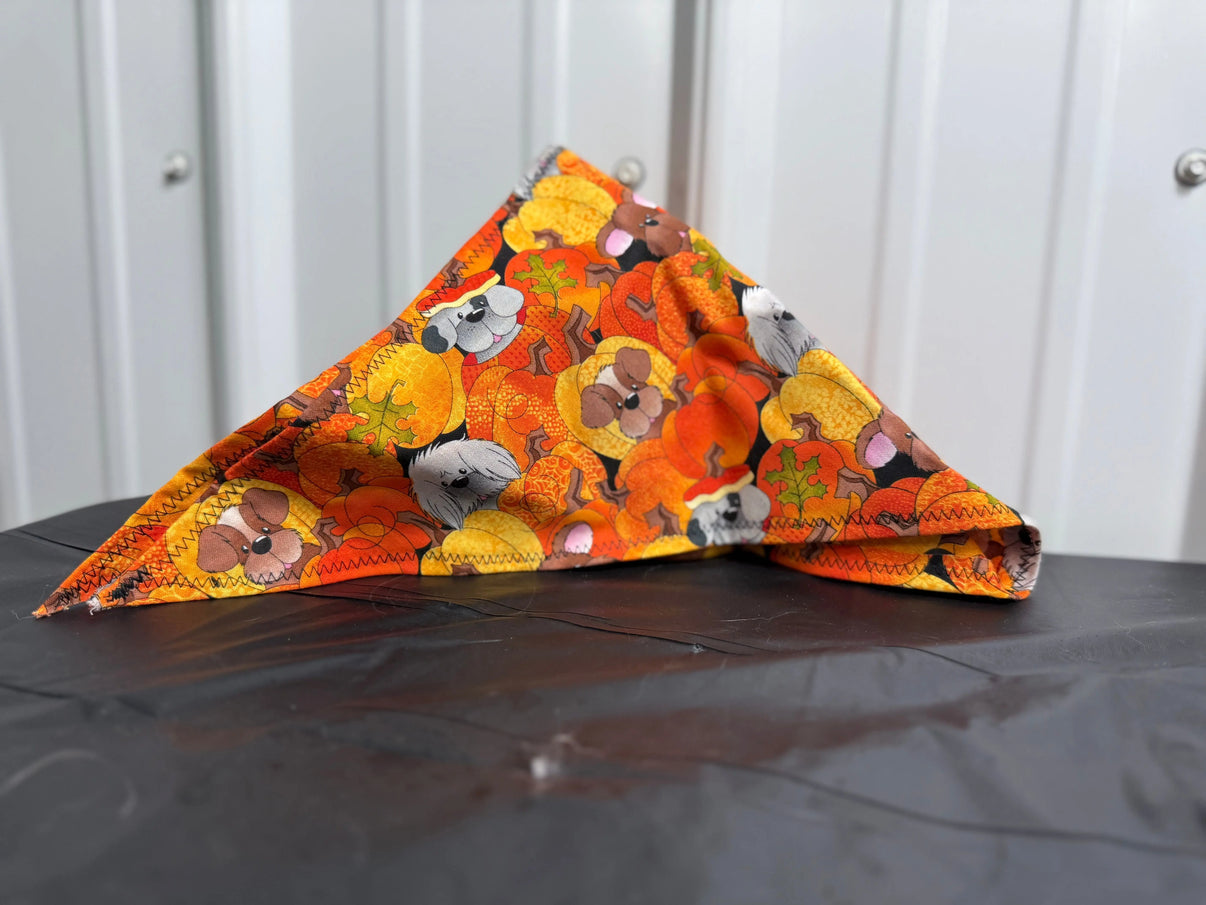Pumpkins and Puppies- XL HandMade Bandana Indiana Pet Supply
