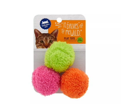 Whisker City Fluff Balls Cat Toys -3 Pack