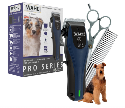 Wahl Power Pro Lithium Ion Rechargeable Cordless Dog Grooming Kit - Heavy Duty Cordless Electric Dog Clippers for Grooming The Thickest Coats - Model 3024675