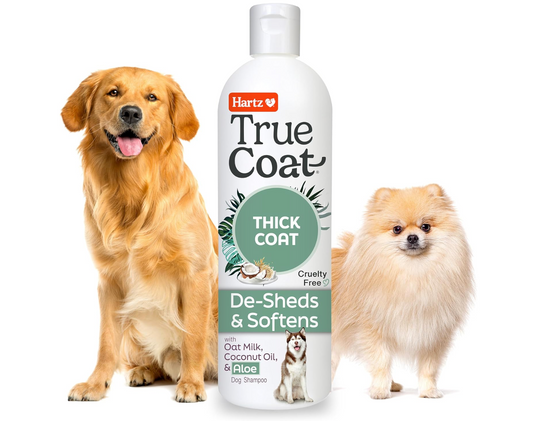 New! Hartz True Coat Thick Coat Specific Dog Shampoo, Desheds & Softens with Oat Milk, Coconut Oil & Aloe