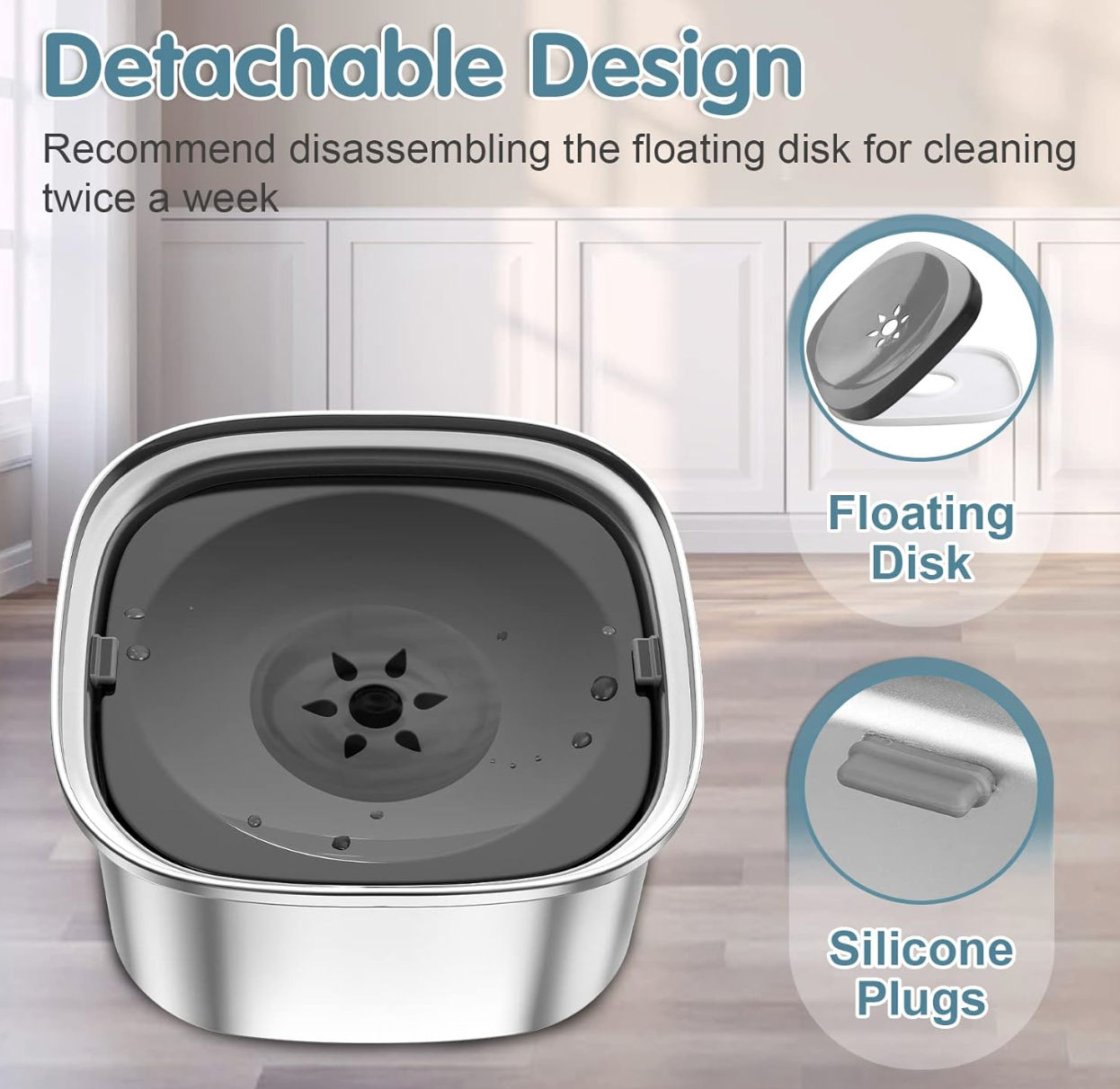 UPSKY 3L Spill Proof Dog Water Bowl- Stainless Steel