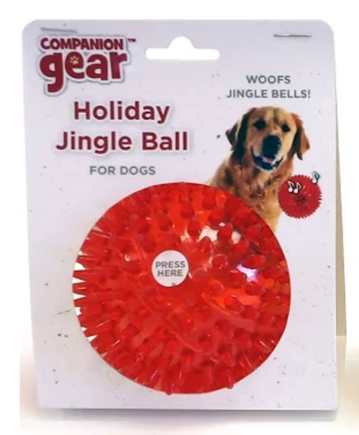 Companion Gear 3.5" Jingle Bells Sound & Light Woof Ball For Dogs