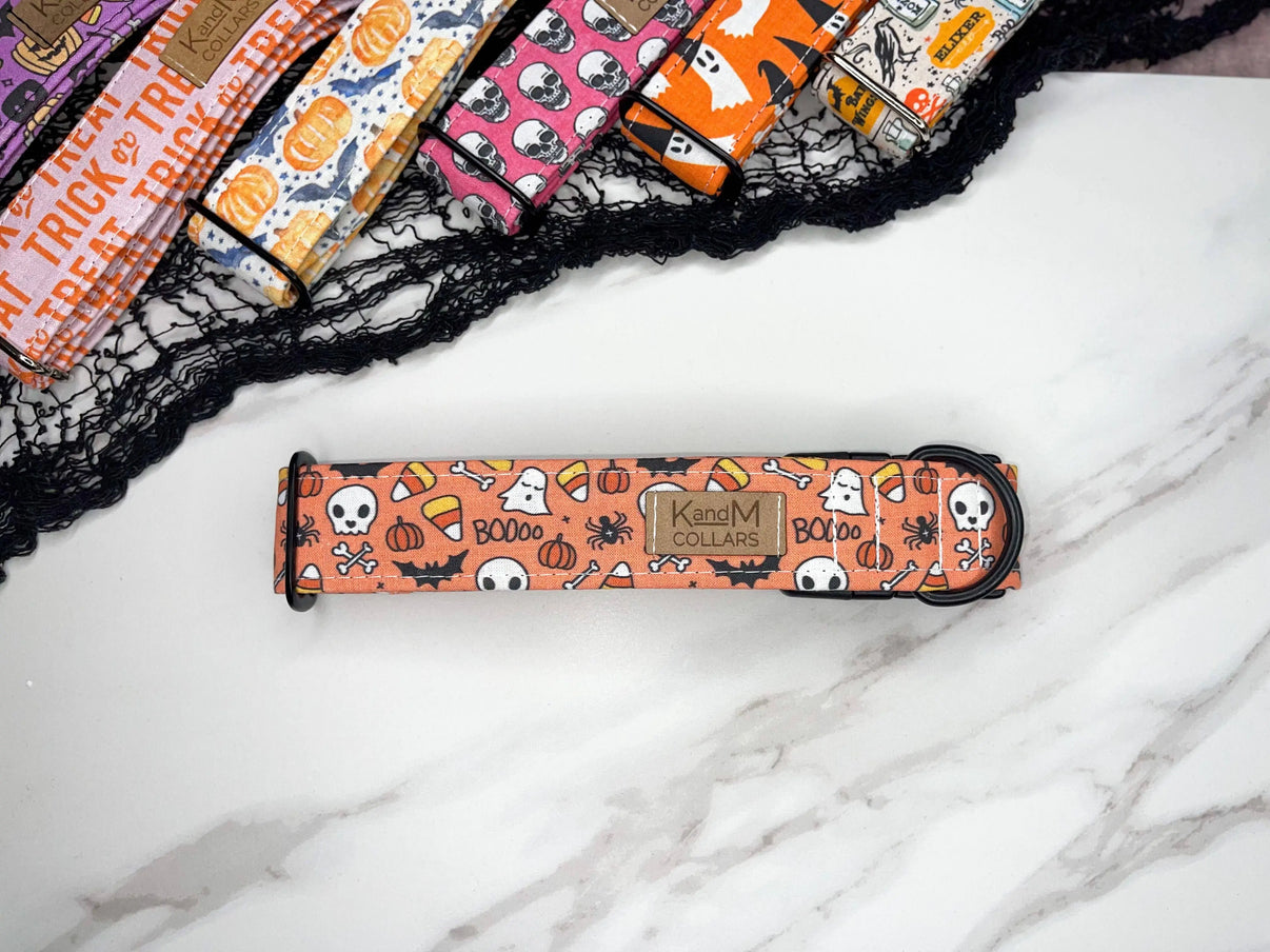 Spooktacular Orange Dog Collar K and M Collars, LLC