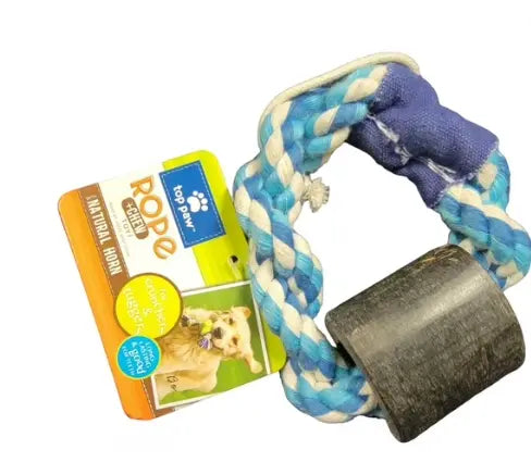 Top Paw Circular woven Rope +Chew Toy with Natural Horn Indiana Pet Supply