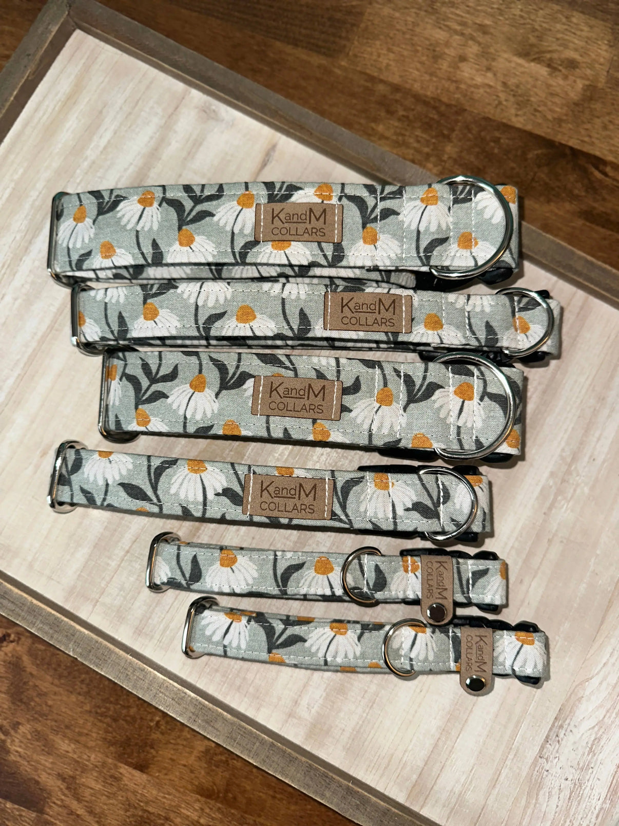 White Coneflowers Dog Collar, Pet Accessory, Spring, Flowers K and M Collars, LLC