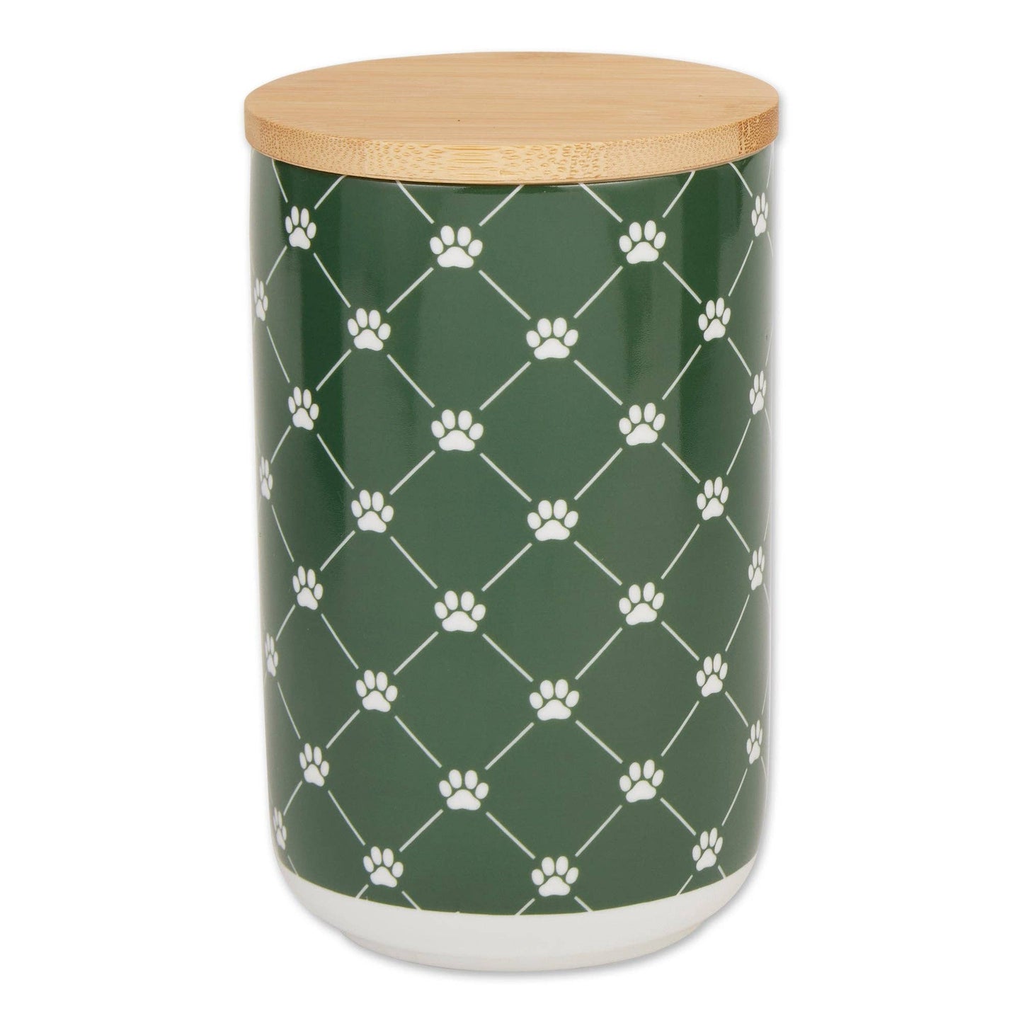 Hunter Green Trellis Paw Ceramic Treat Canister