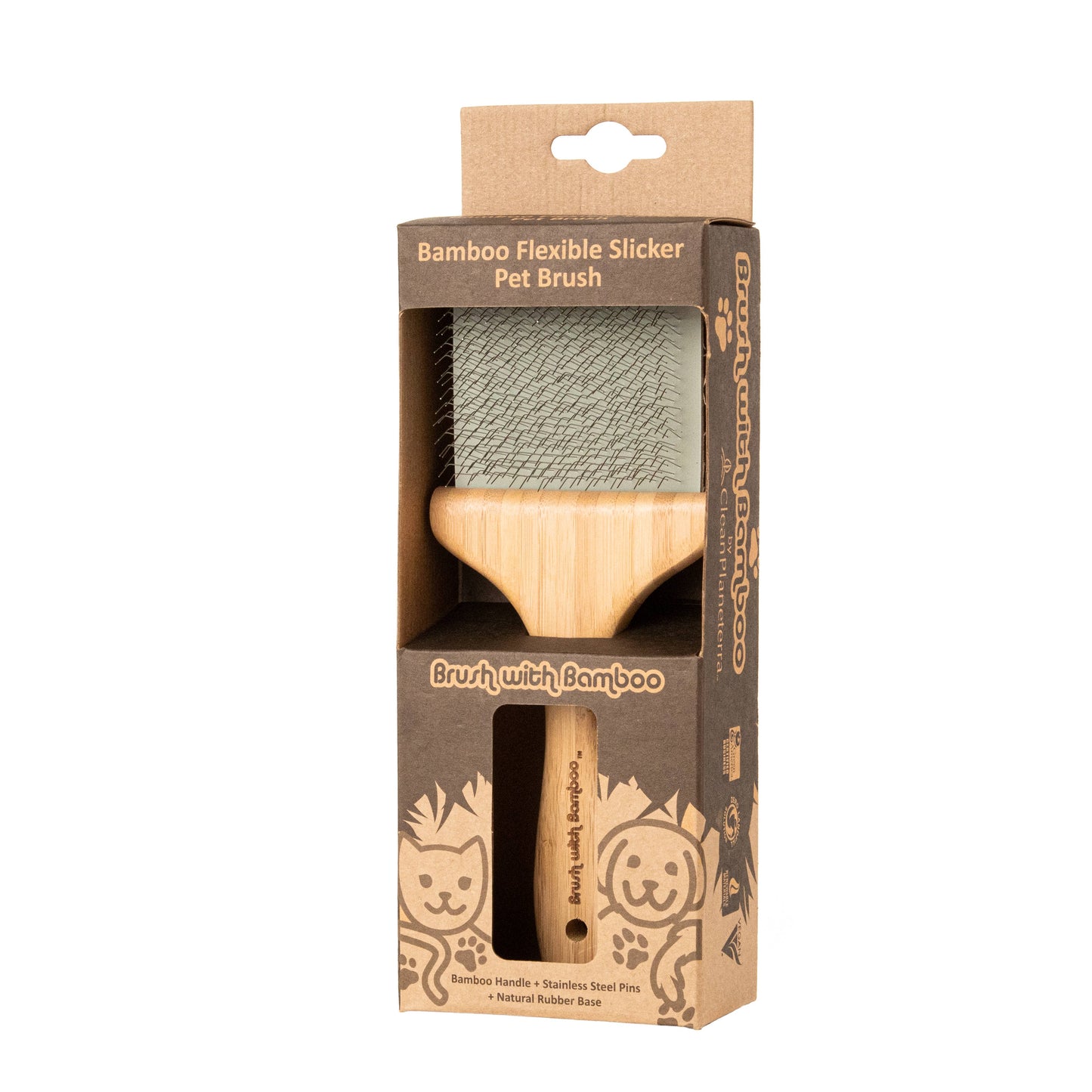 Bamboo Flexible Slicker Pet Brush