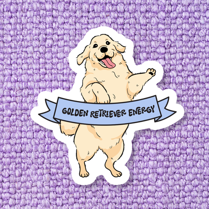 Golden Retriever Energy Waterproof Vinyl Sticker