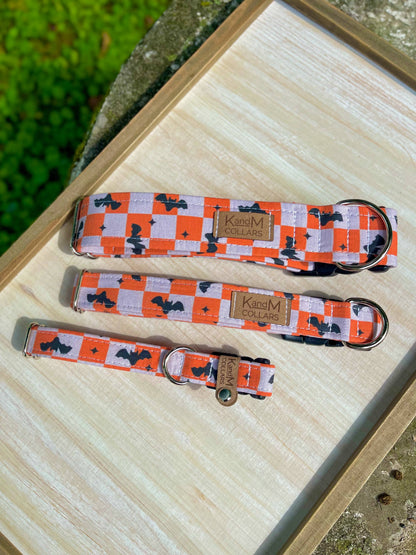 Checkered Bats Dog Collar