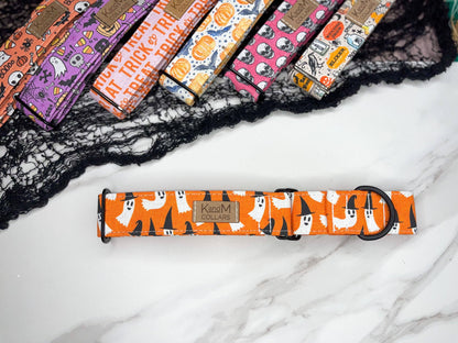 Spooky Ghosts Dog Collar, Halloween Ghosts, Witch Hats