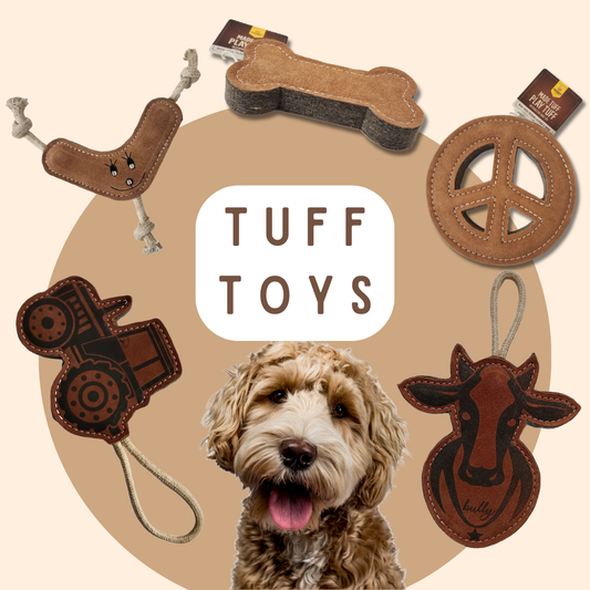 TUFF TOYS Leather Dog Toys made of Durable water buffalo lea