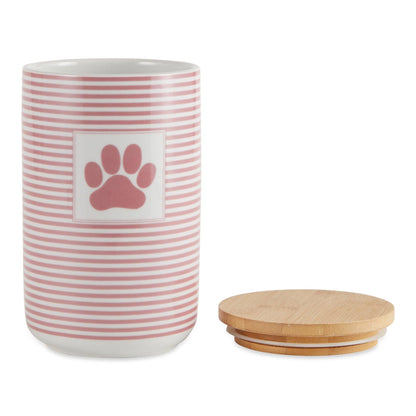 Rose Stripe With Paw Patch Ceramic Treat Canister