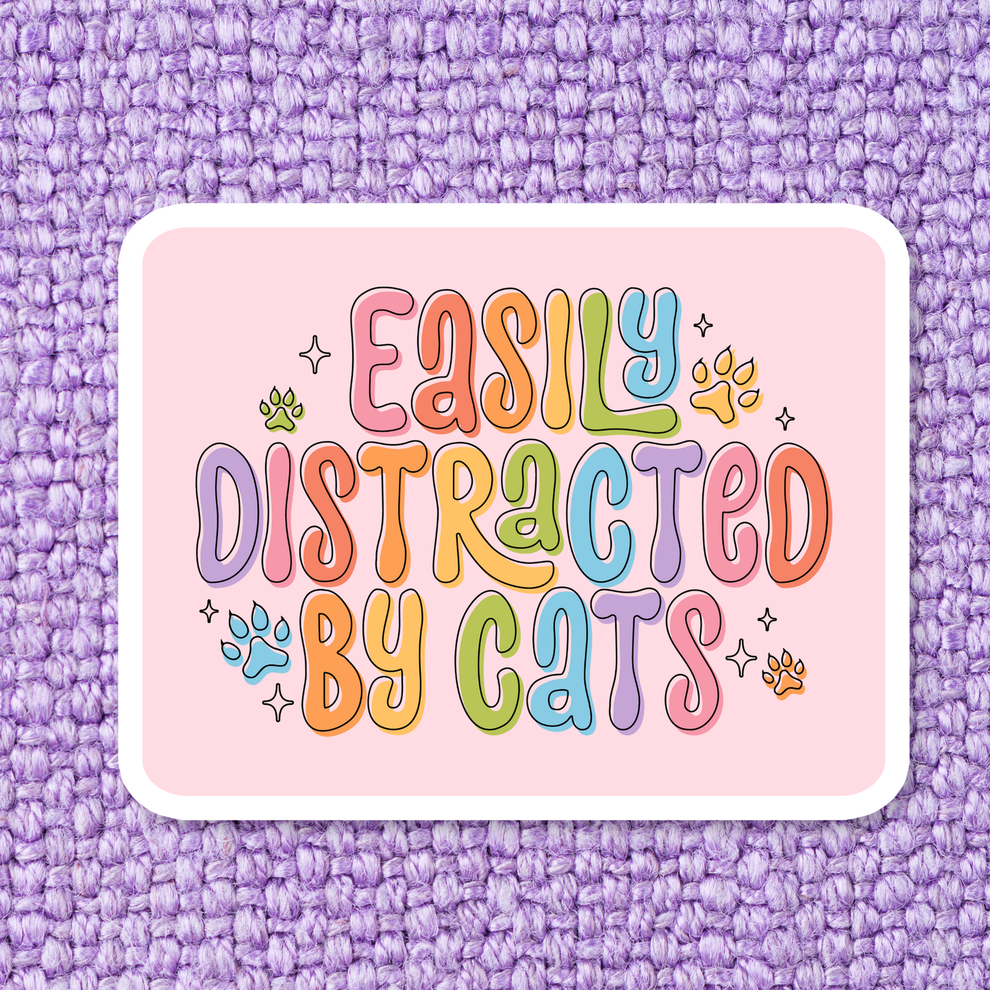 Easily Distracted by Cats Waterproof Vinyl Sticker