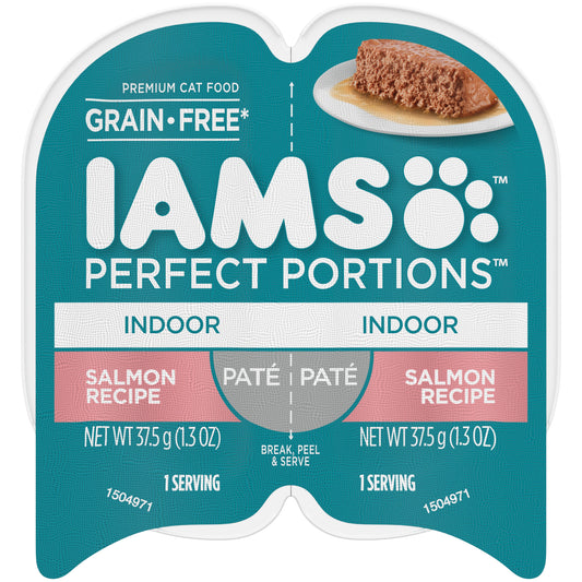 Iams Perfect Portions Indoor Pate Wet Cat Food Salmon 2.6 Oz, 24 Pk